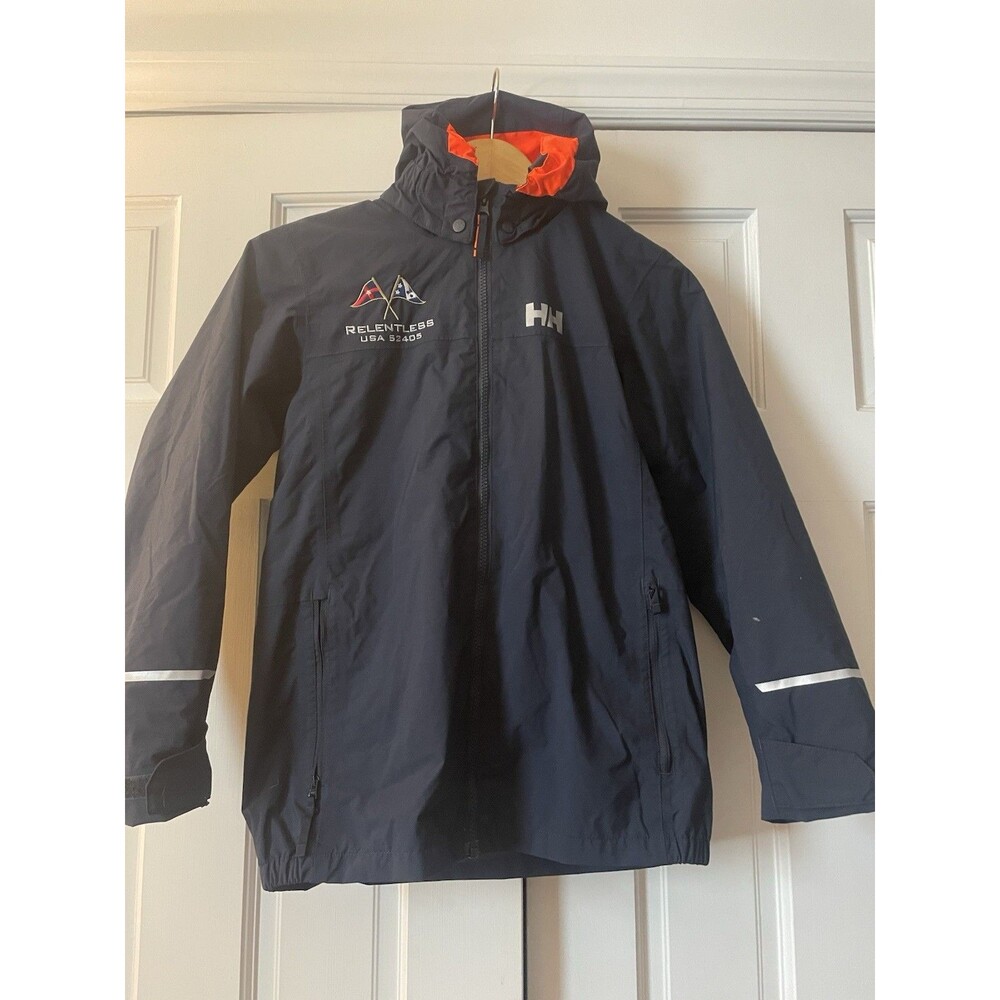 Helly Hansen Kids Shelter Waterproof Jacket Navy Size 12 / 152 Detachable Hood